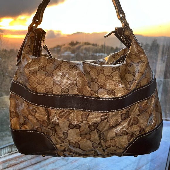 Gucci: Mixed Monogram GG Crystal Coated Hobo Shoulder Bag - Picture 9 of 17